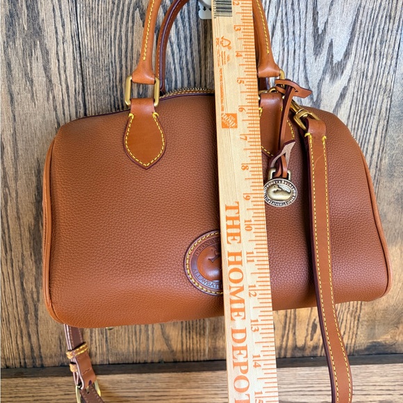 Dooney & Bourke Cognac Pebble Leather Satchel with Removable Strap - Picture 6 of 11